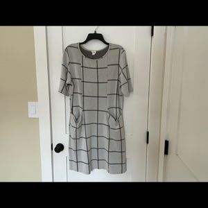 Emberley grey black plaid shift dress